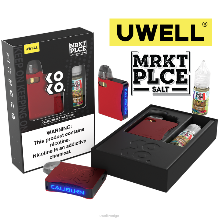 UWELL CALIBURN AK3 kit + a3s 0,8 ohm pods (x2) + daddy's vapor 10ml salter 50mg crl: röd/flv: förbjudna bär 50mg RT0H244 UWELL Vape Flavours