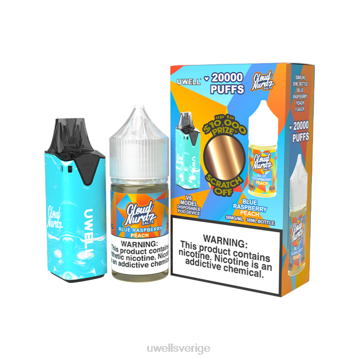 UWELL V6 engångsapparat + daddy's vapor 30ml juice - collab bunt clr: blå/flv: blå hallonpersika 50mg RT0H203 UWELL Malmö