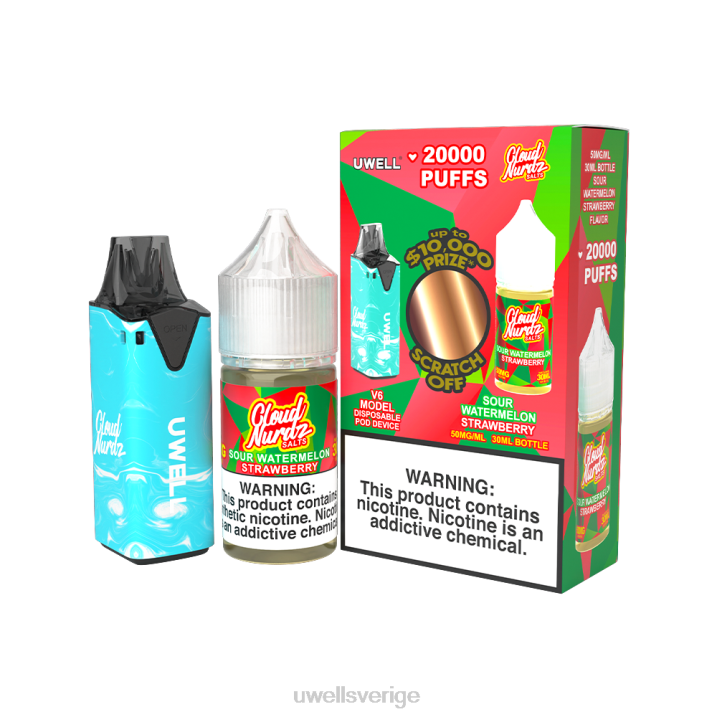 UWELL V6 engångsapparat + daddy's vapor 30ml juice - collab bunt clr: blå/flv: syrlig vattenmelon jordgubb 50mg RT0H204 UWELL Vape Flavours