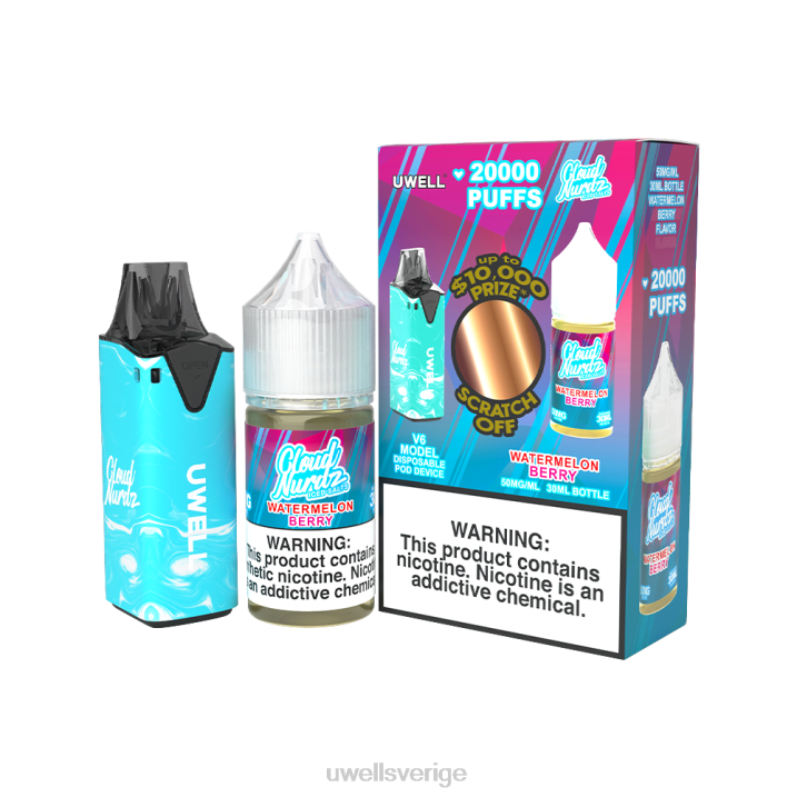 UWELL V6 engångsapparat + daddy's vapor 30ml juice - collab bunt clr: blå/flv: vattenmelon bär iced 50mg RT0H206 UWELL Vape Shop