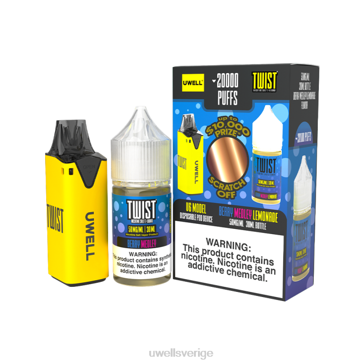 UWELL V6 engångsapparat + daddy's vapor 30ml juice - collab bunt clr: gul/flv: bär medley lemonad 50mg RT0H216 UWELL Vape Shop