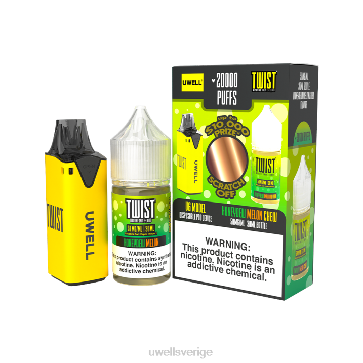 UWELL V6 engångsapparat + daddy's vapor 30ml juice - collab bunt clr: gul/flv: honungsmelon tugga 50mg RT0H217 UWELL Vape Buy