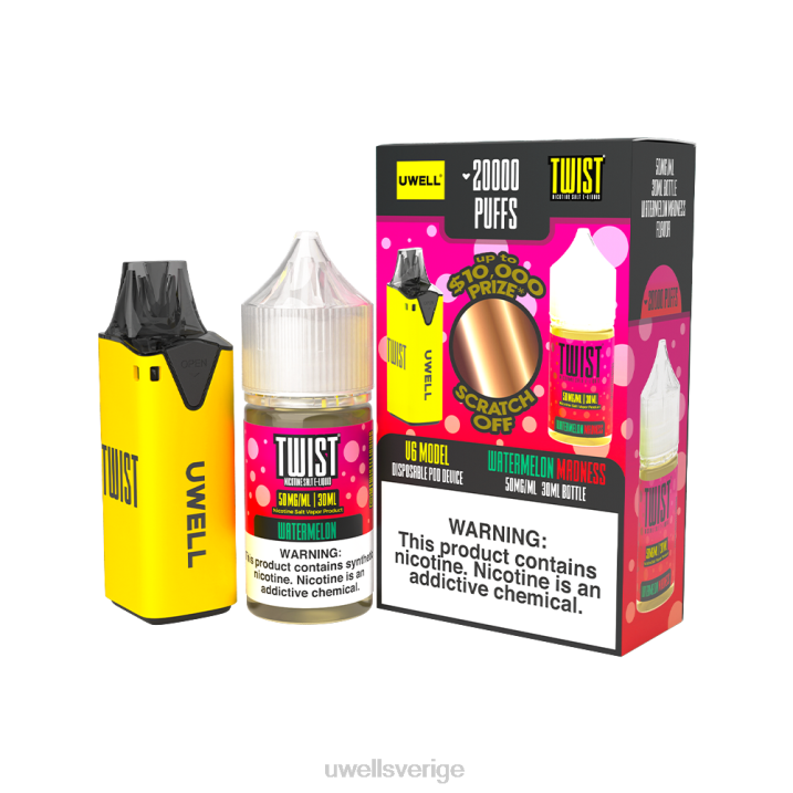 UWELL V6 engångsapparat + daddy's vapor 30ml juice - collab bunt clr: gul/flv: vattenmelon galenskap 50mg RT0H220 UWELL E Cigarette