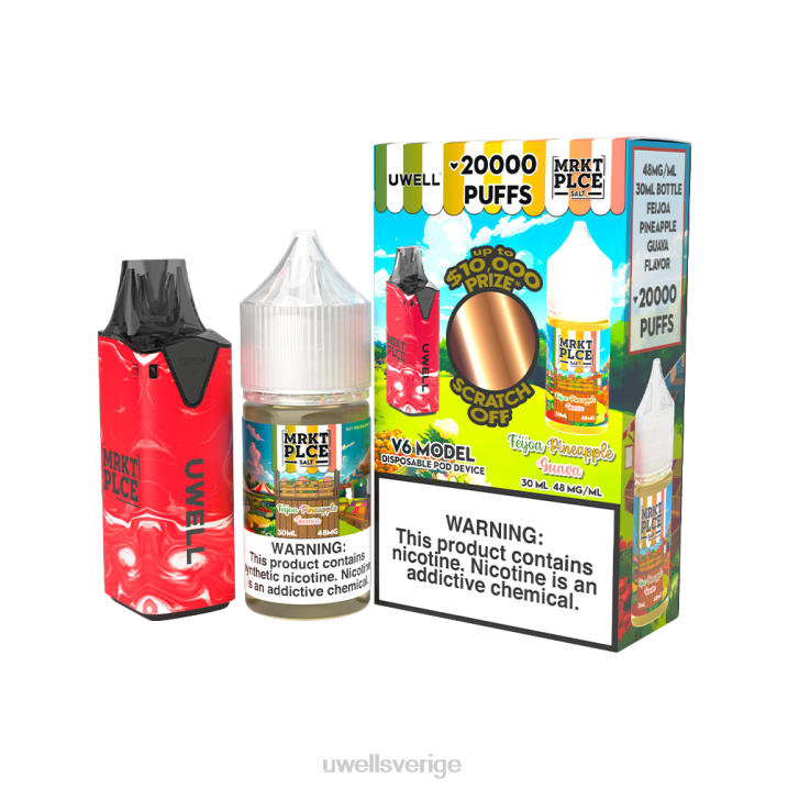 UWELL V6 engångsapparat + daddy's vapor 30ml juice - collab bunt clr: röd/flv: feijoa ananas guava 48mg RT0H207 UWELL Vape Buy