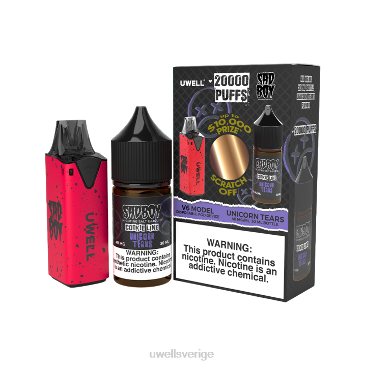 UWELL V6 engångsapparat + daddy\'s vapor 30ml juice - collab bunt clr: röd/flv: feijoa ananas guava 48mg RT0H207 UWELL Vape Buy