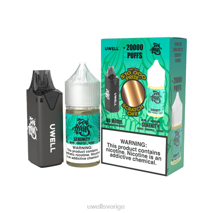 UWELL V6 engångsapparat + daddy\'s vapor 30ml juice - collab bunt clr: röd/flv: feijoa ananas guava 48mg RT0H207 UWELL Vape Buy