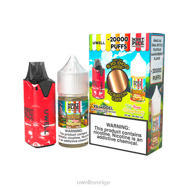 UWELL V6 engångsapparat + daddy's vapor 30ml juice - collab bunt clr: röd/flv: fuji päron mangobär 48mg RT0H209 UWELL Vape Disposable