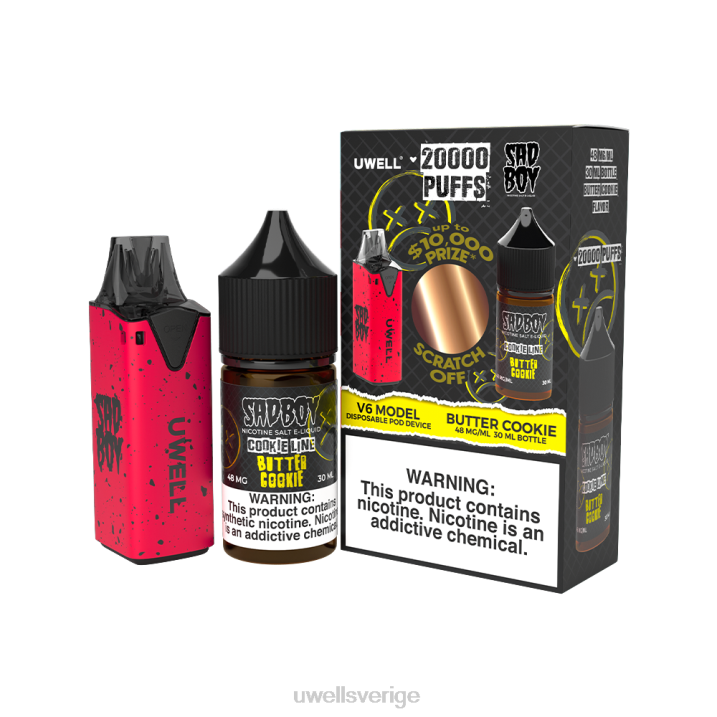 UWELL V6 engångsapparat + daddy's vapor 30ml juice - collab bunt clr: röd/flv: smörkaka 48mg RT0H212 UWELL Stockholm