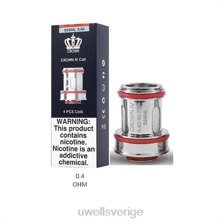 UWELL CROWN 4 ersättningsspolar (4-pack) dubbelspole 0,4ohm RT0H183 UWELL Malmö