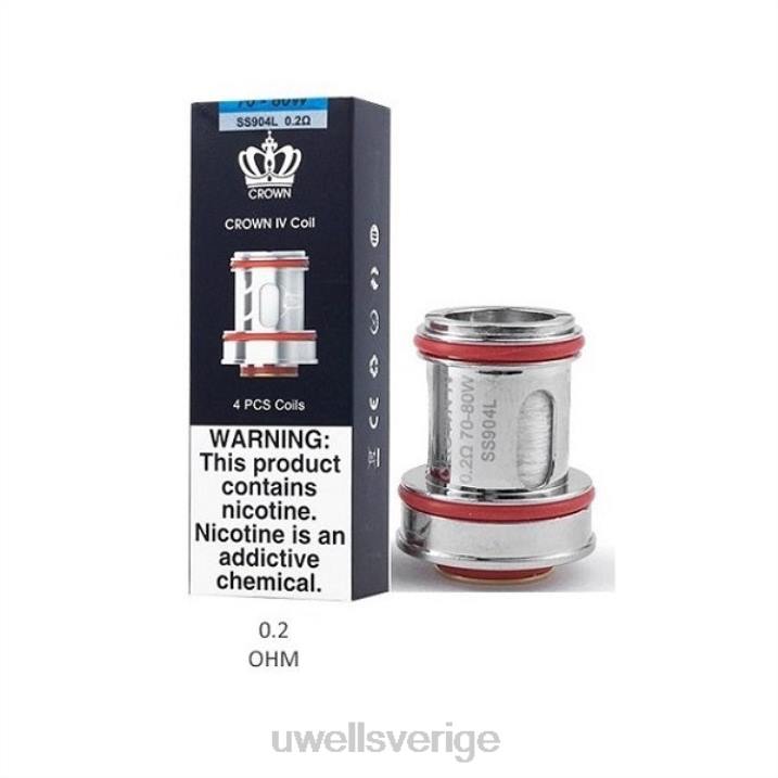 UWELL CROWN 4 ersättningsspolar (4-pack) dubbla spole 0,2 ohm RT0H182 UWELL Stockholm