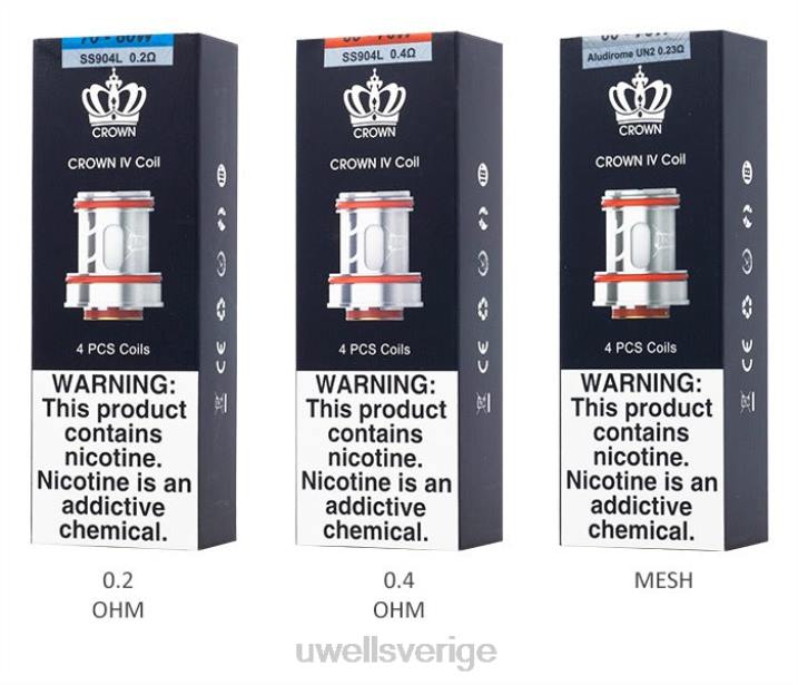 UWELL CROWN 4 ersättningsspolar (4-pack) un2 dual mesh 0,23ohm RT0H184 UWELL Vape Flavours