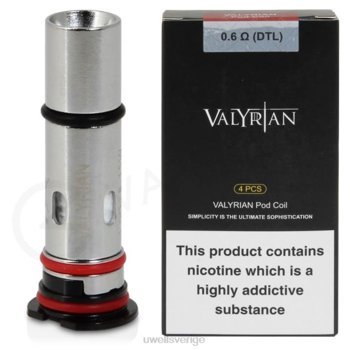 UWELL VALYRIAN pod-ersättningsspolar (4-pack) 0,6 ohm dtl RT0H34 UWELL Vape Flavours